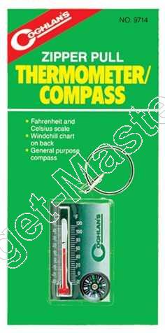 Coghlans ZIPPER PULL Thermometer with Compass